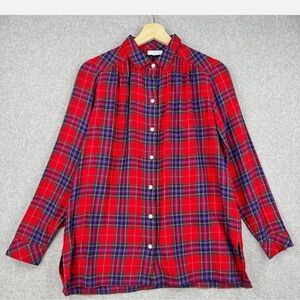 J.jill Red Plaid Button-Up Shirt